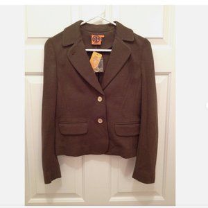 NWT Tory Burch Beverly Sea Urchin Brown 2 Button Jacket Blazer Extra Small XS